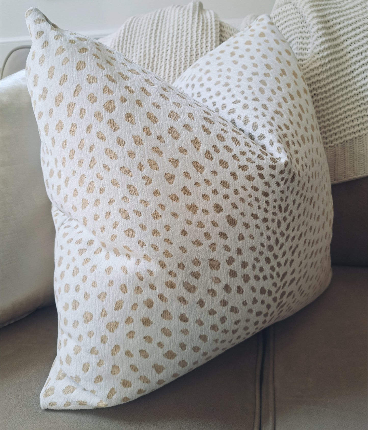 Natural Tan Cream Animal Print Pillow Cover