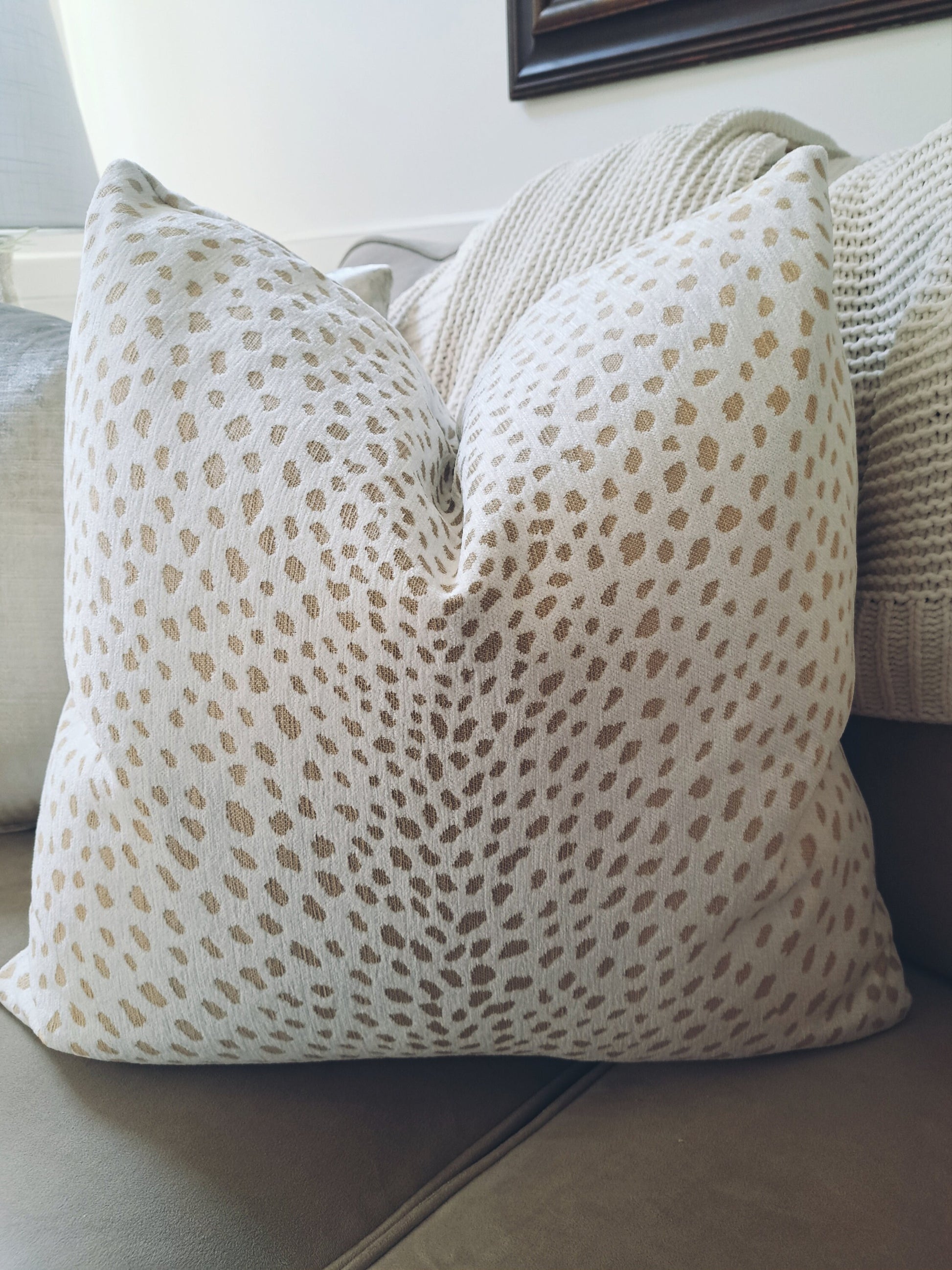 Natural Tan Cream Animal Print Pillow Cover