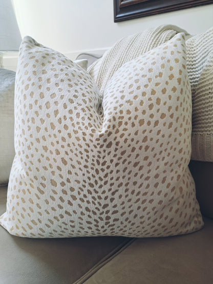 Natural Tan Cream Animal Print Pillow Cover