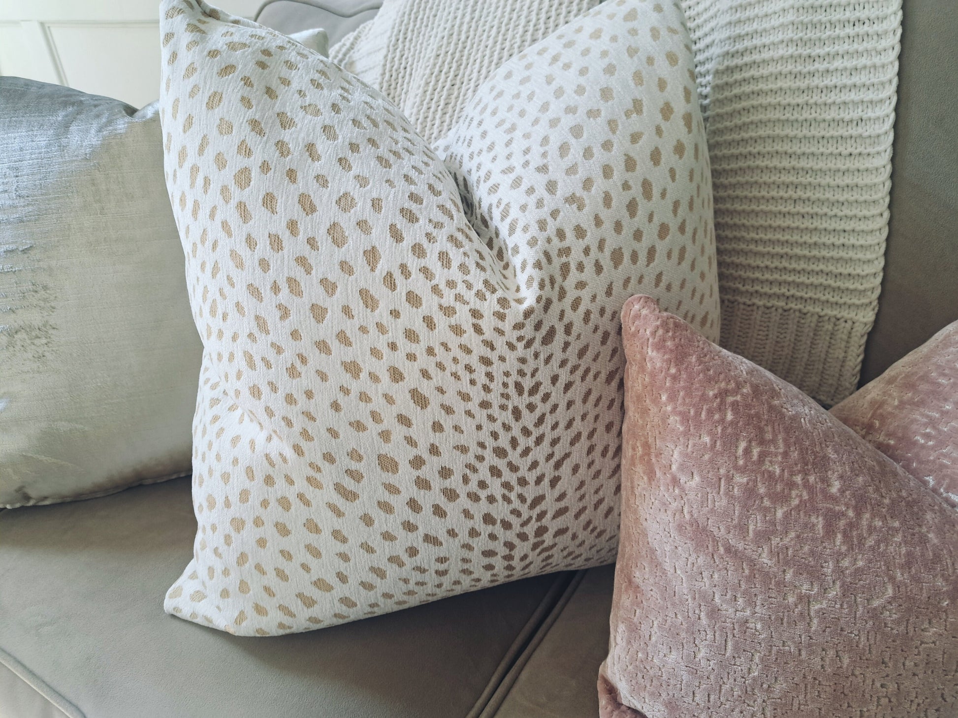 Natural Tan Cream Animal Print Pillow Cover