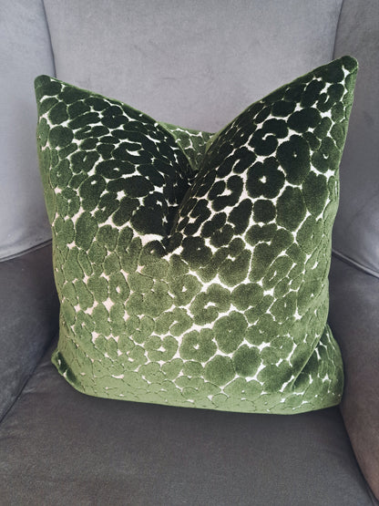 Deep Green Leapard Print velvet Pillow Cover