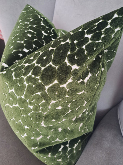 Deep Green Leapard Print velvet Pillow Cover