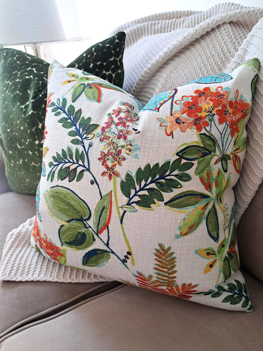 Summer Breeze Floral Linen Pillow Cover