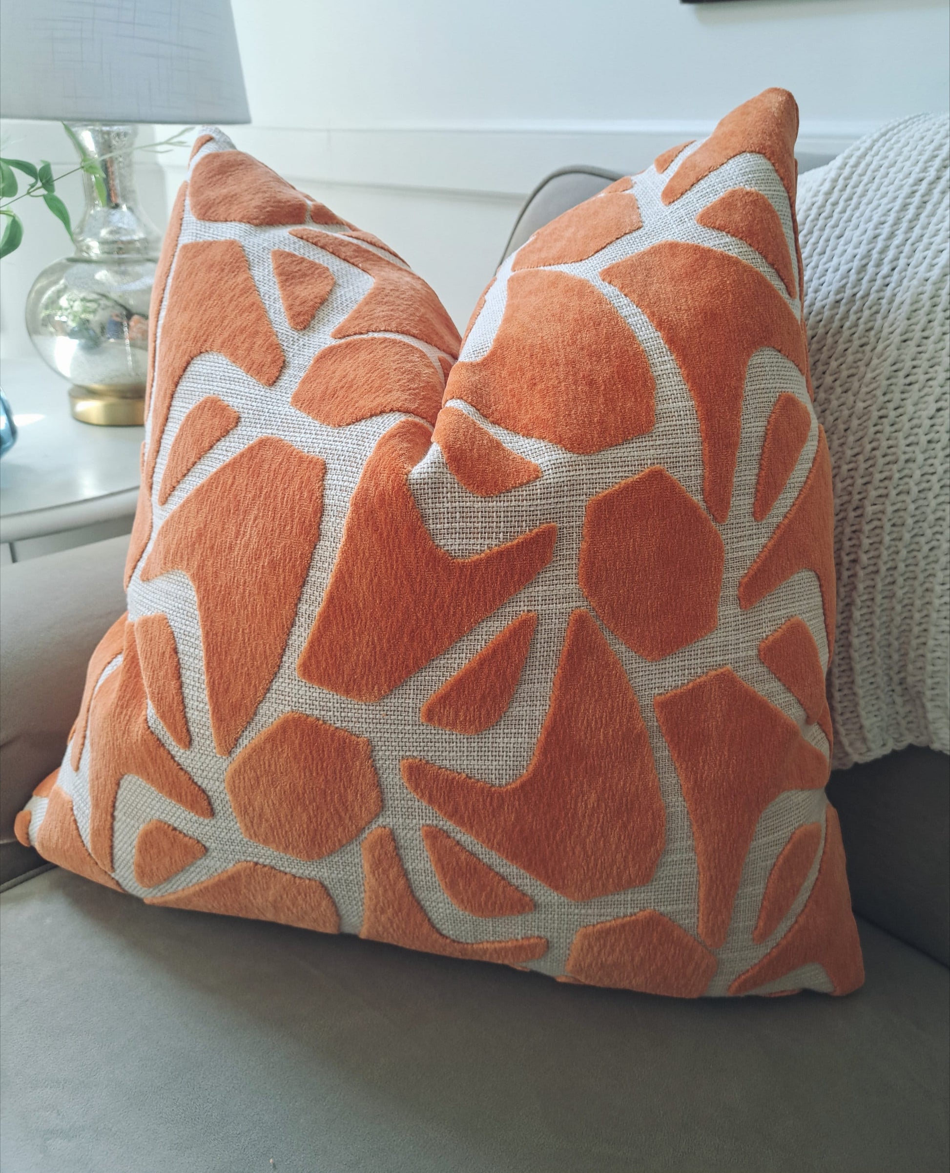 Bright Orange Velvet Pillow Cover