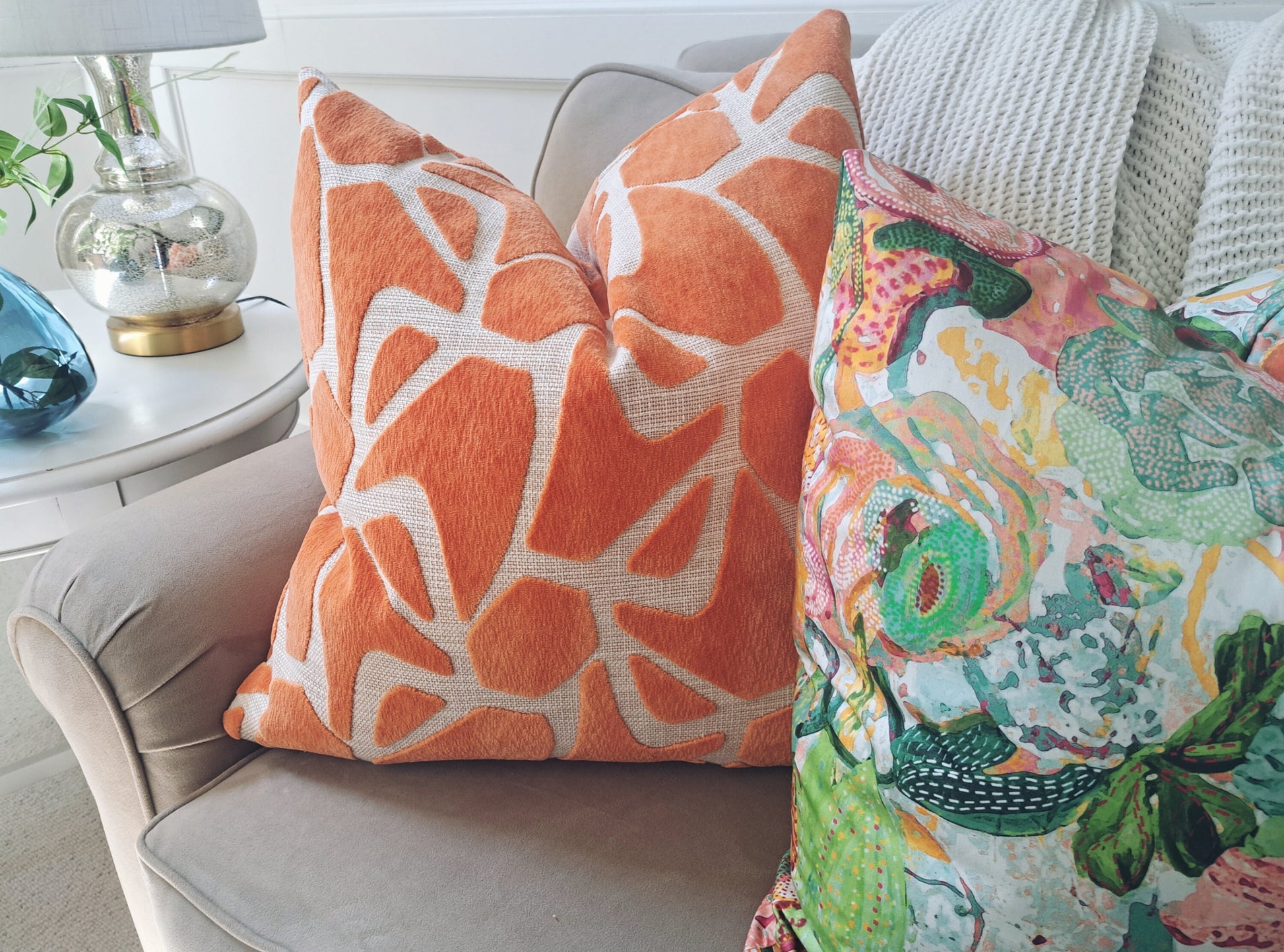 Bright Orange Velvet Pillow Cover