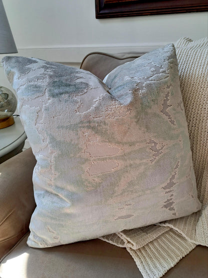 Kanoko Glacier Blue Green Cut Velvet Pillow Cover