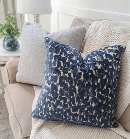 Levity Indigo Blue Abstract Animal Print Pillow Cover