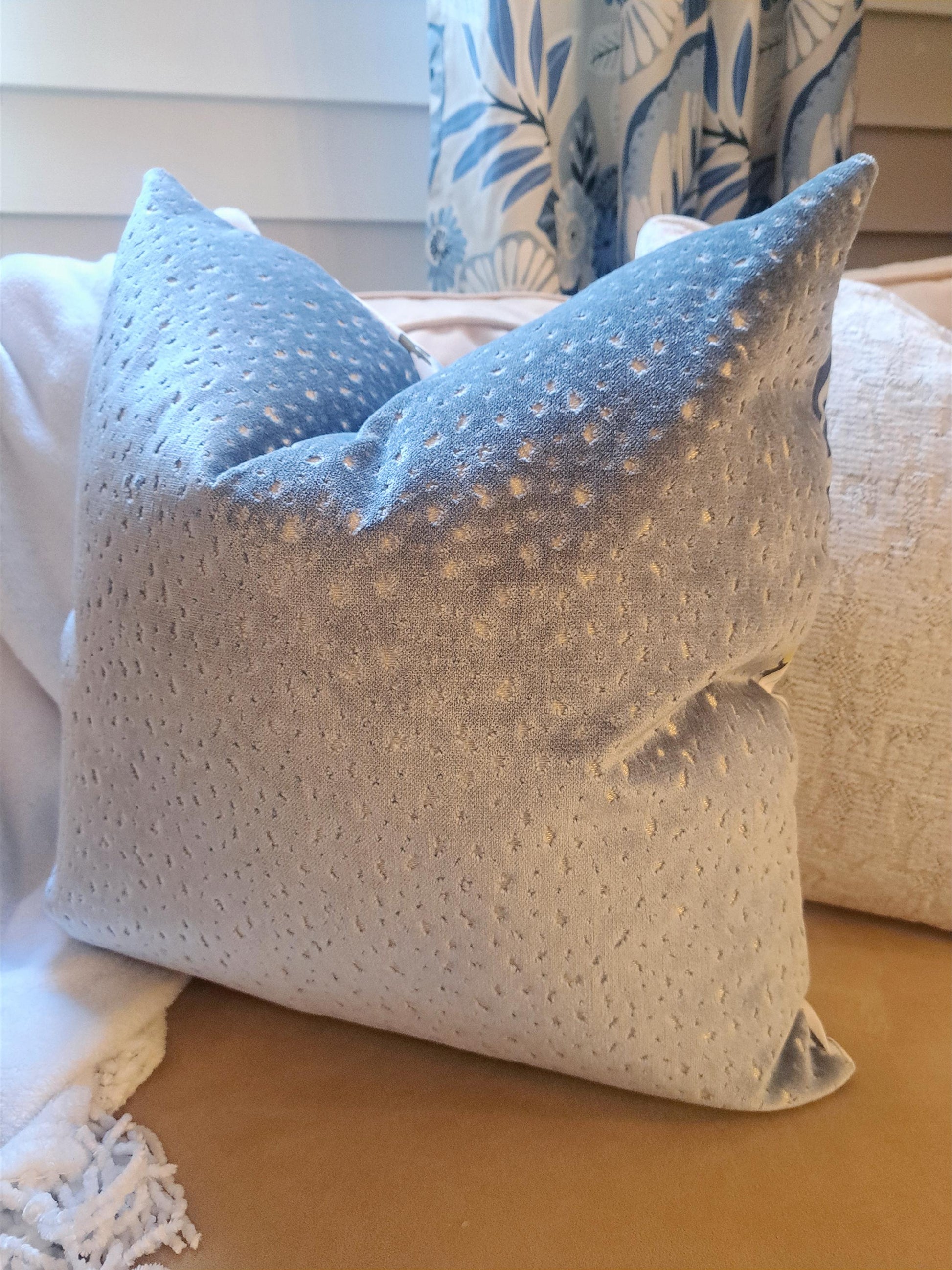 Sprigs Blue Wave Floral Pillow Cover