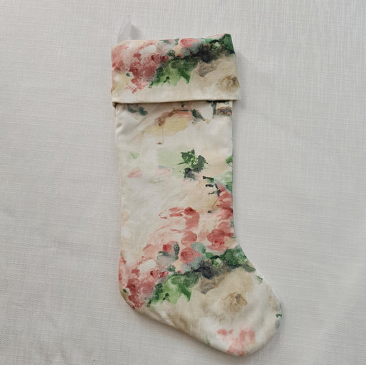 Pink Green Watercolor Christmas Stocking