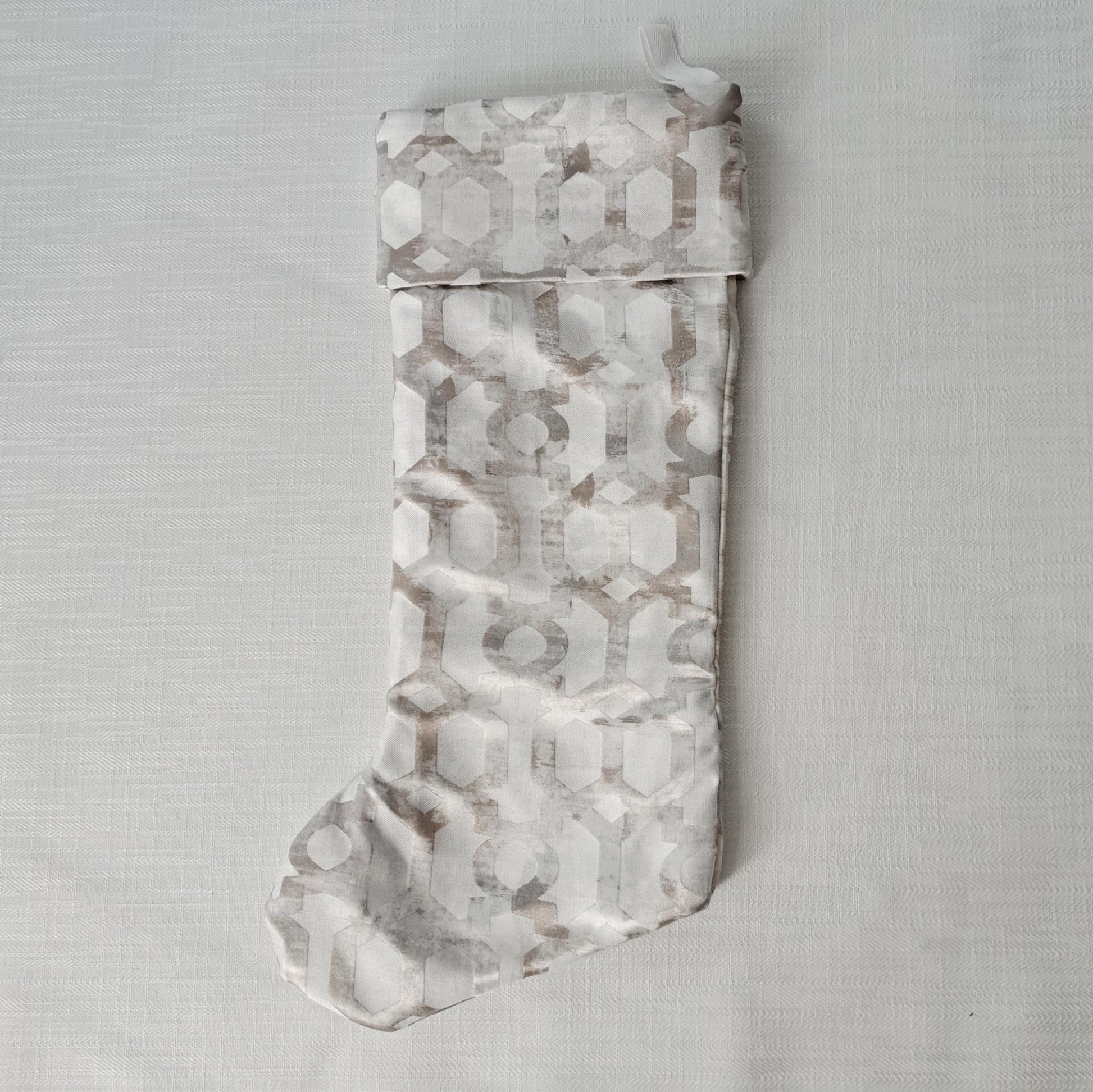 White and Metallic Christmas Stocking