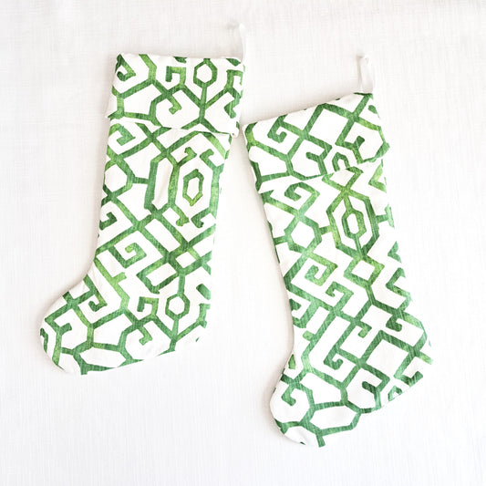 Green and White Christmas Stocking