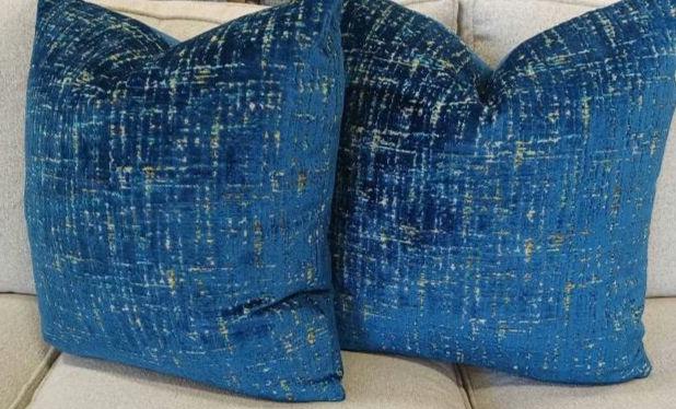 Blue Green velvet pillow cover cut velvet