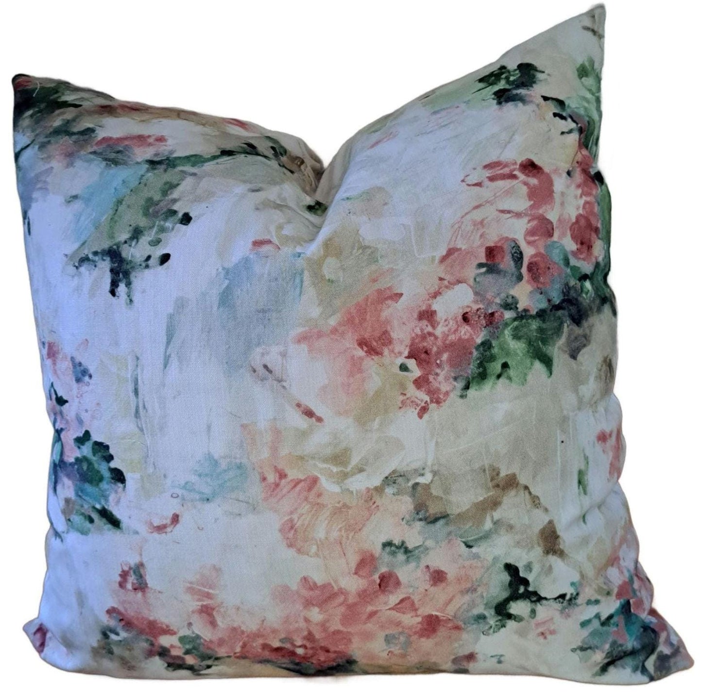 Tea rose watercolor floral pillow cover