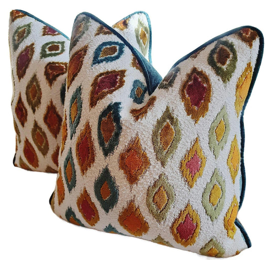 Bengal Tiger Apple Green Pillow Cover Black and White Trim