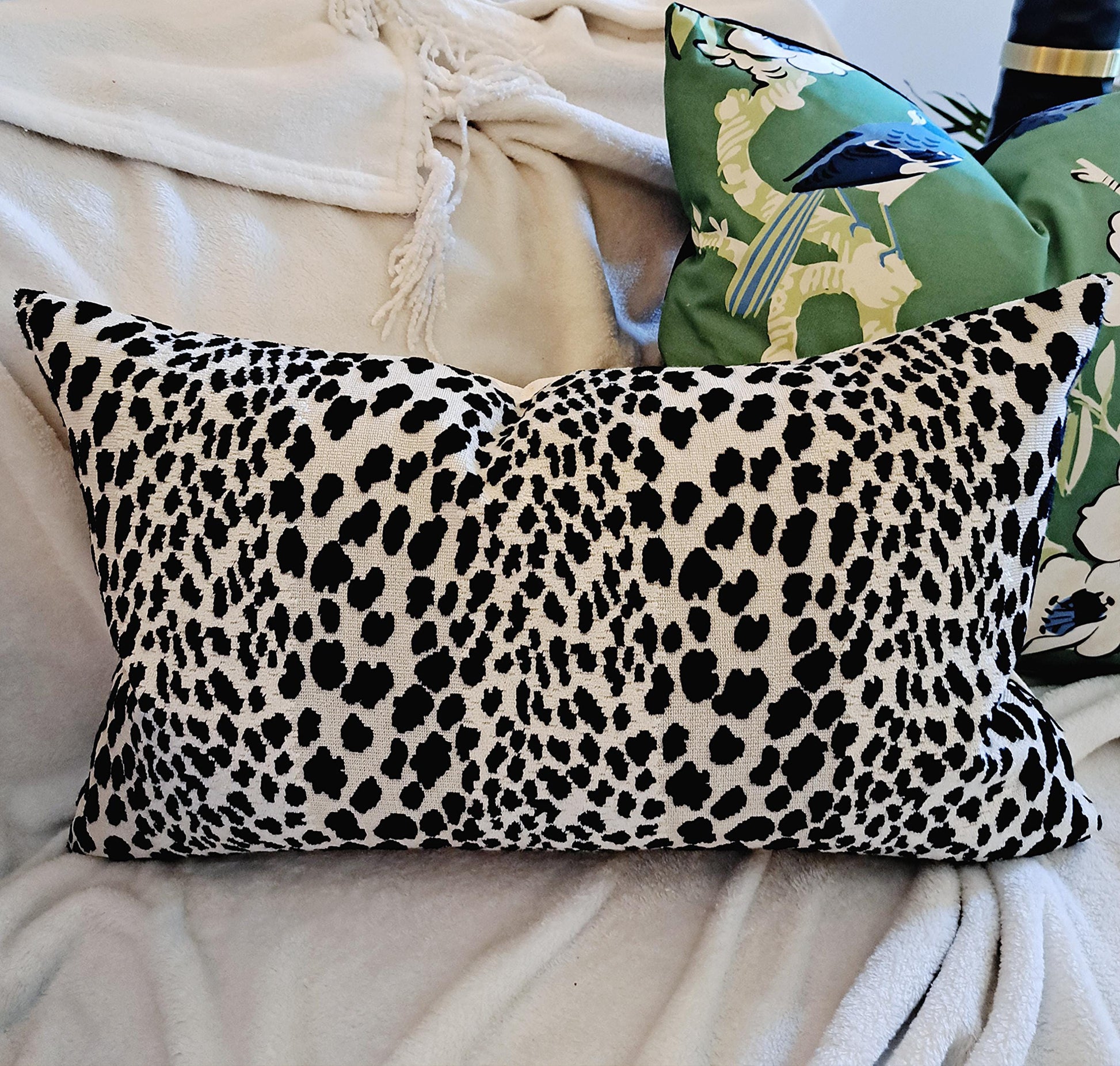 Black Leopard Print Velvet Pillow Cover