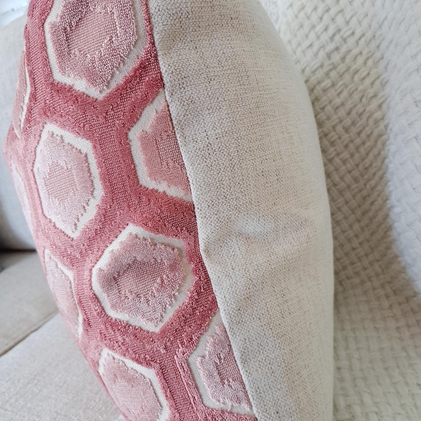 Blush Pink Geometric Velvet Pillow Cover