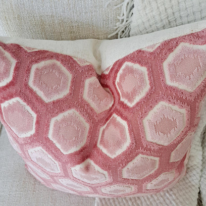 Blush Pink Geometric Velvet Pillow Cover