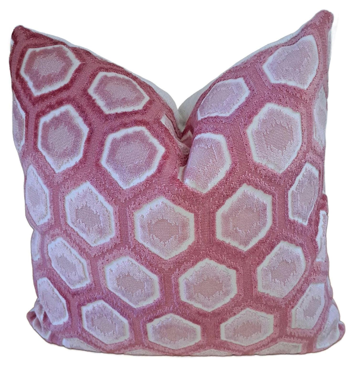 Blush Pink Geometric Velvet Pillow Cover