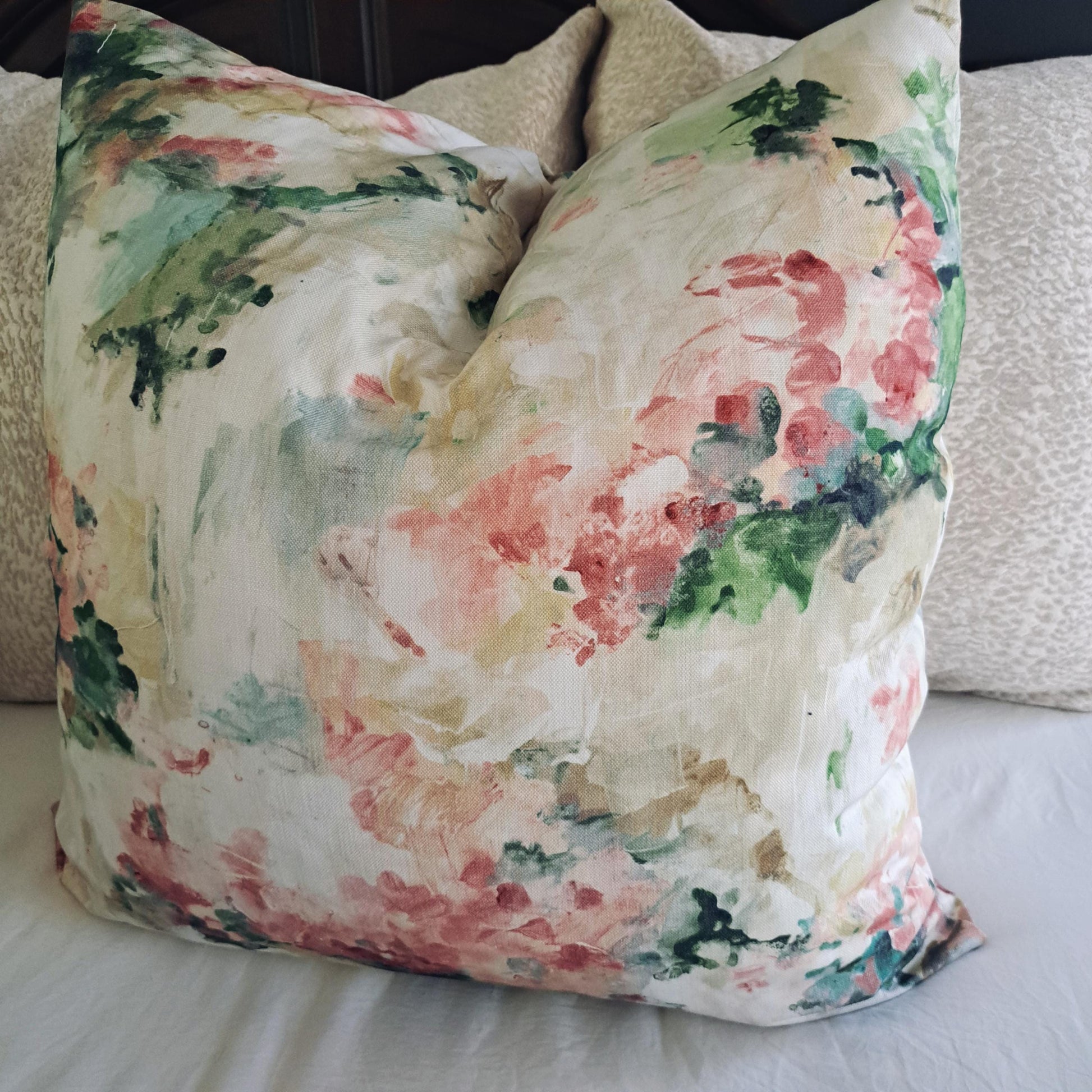 Tea rose watercolor floral pillow cover