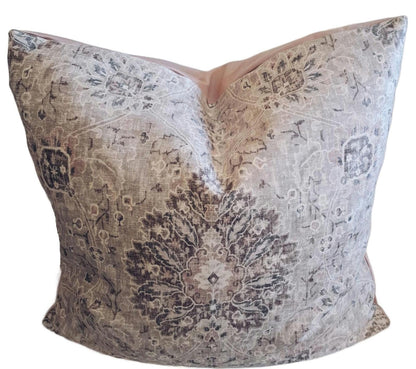 Velvet Grey and Blush Pillow Cover