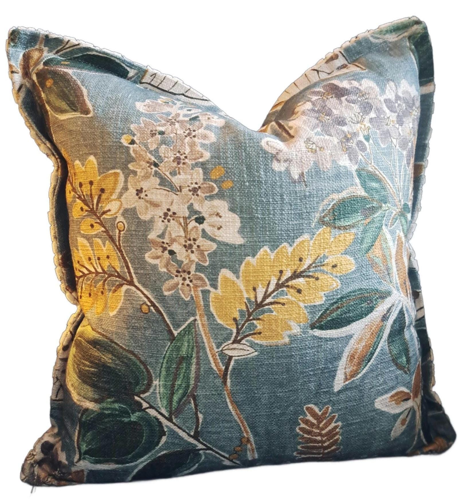 Summer Breeze Teal Green Floral Pillow Cover