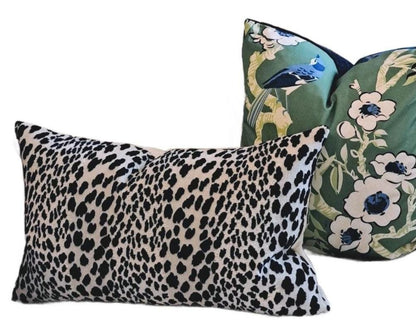 Black Leopard Print Velvet Pillow Cover