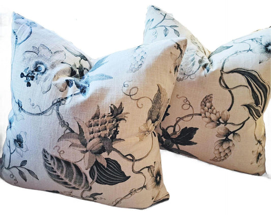 Green and White floral pillow cover