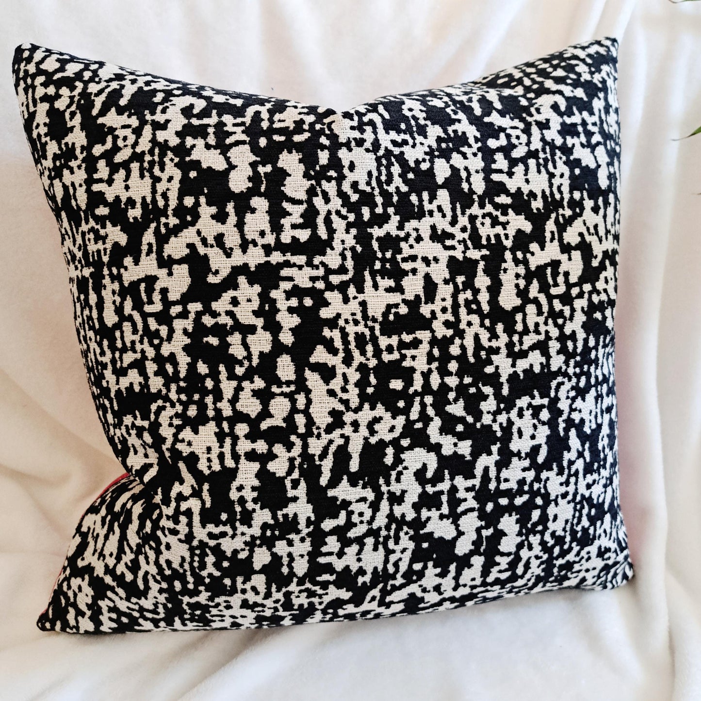 Black and Cream Chenille Pillow Cover