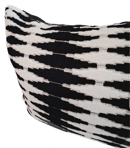 Black and White Backgammon Pattern Velvet Pillow Cover