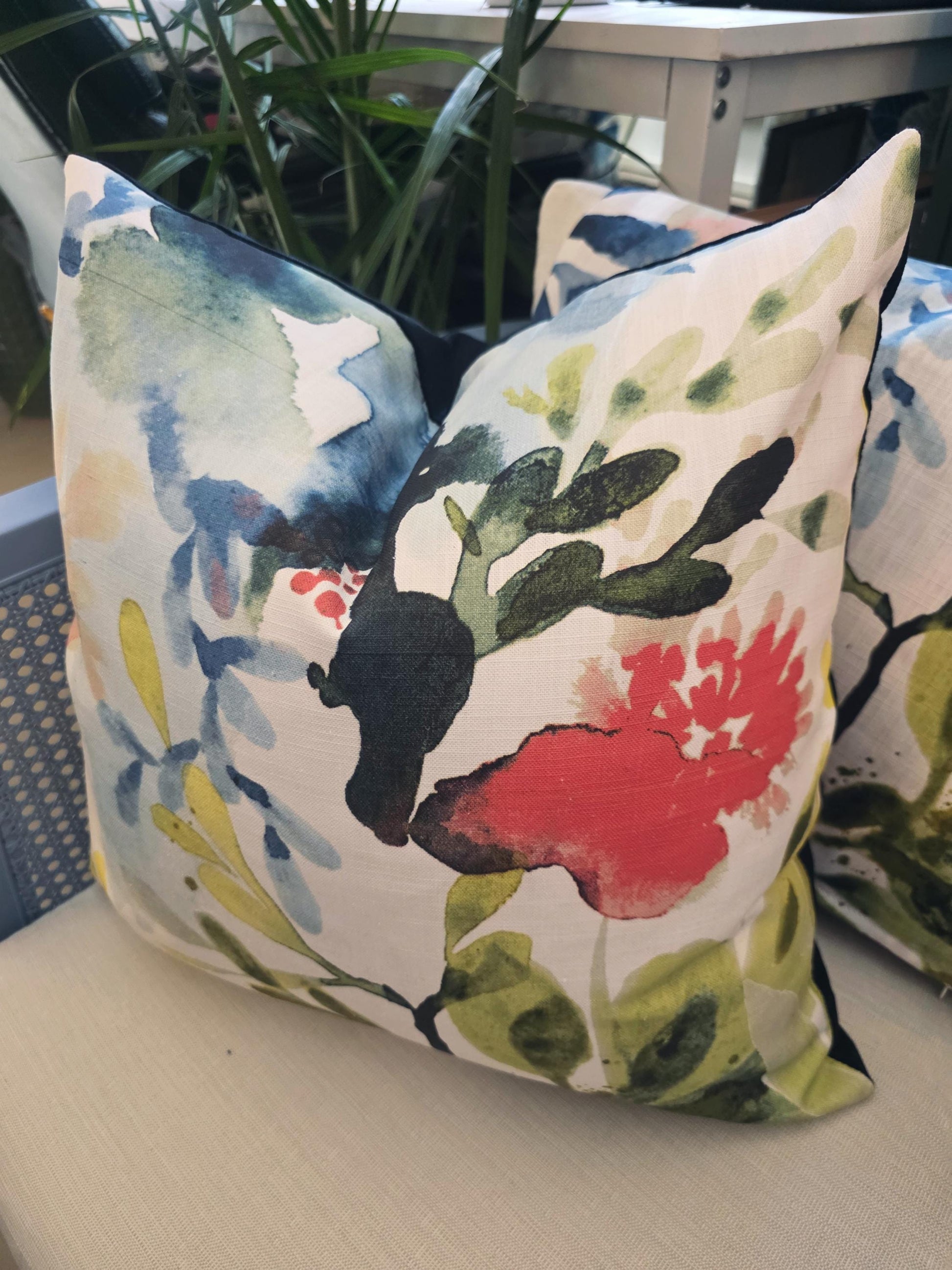 Green Blue Coral Floral Pillow Cover