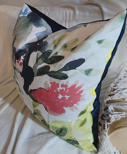 Green Blue Coral Floral Pillow Cover
