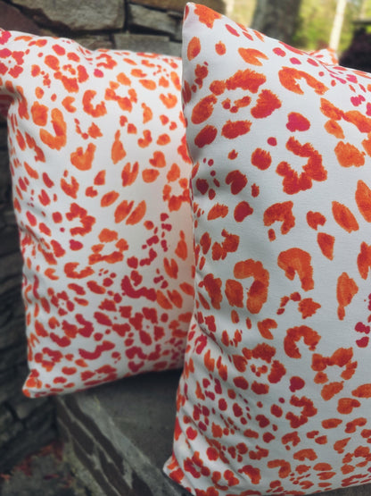 OUTDOOR Coral Orange Leopard Print Pillow Cover