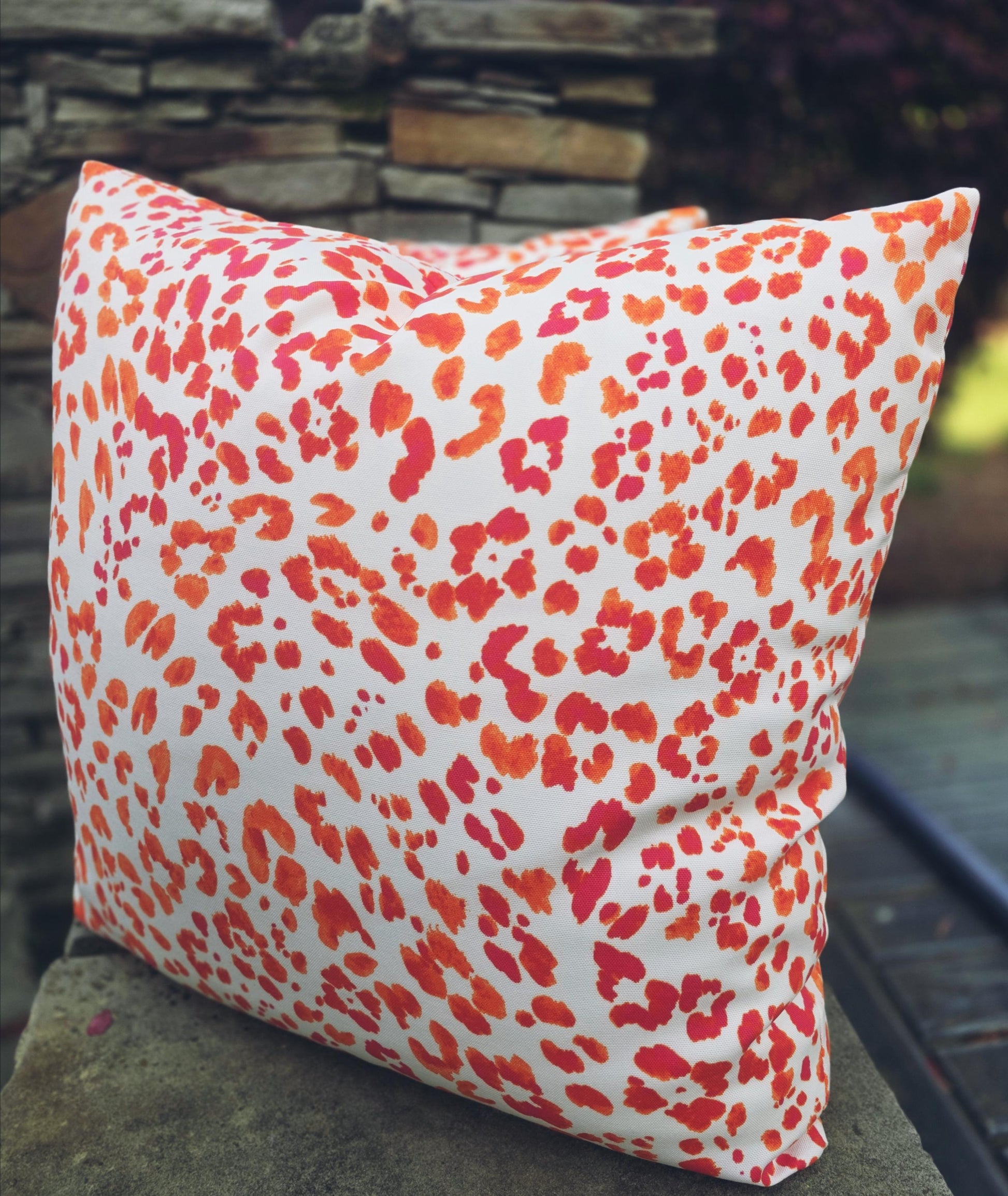 OUTDOOR Coral Orange Leopard Print Pillow Cover