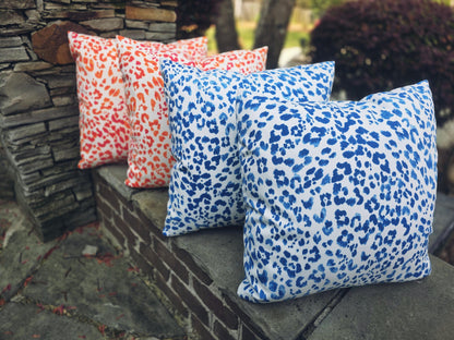 OUTDOOR Coral Orange Leopard Print Pillow Cover