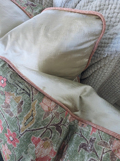 Celery Green Floral Bird Pillow Cover