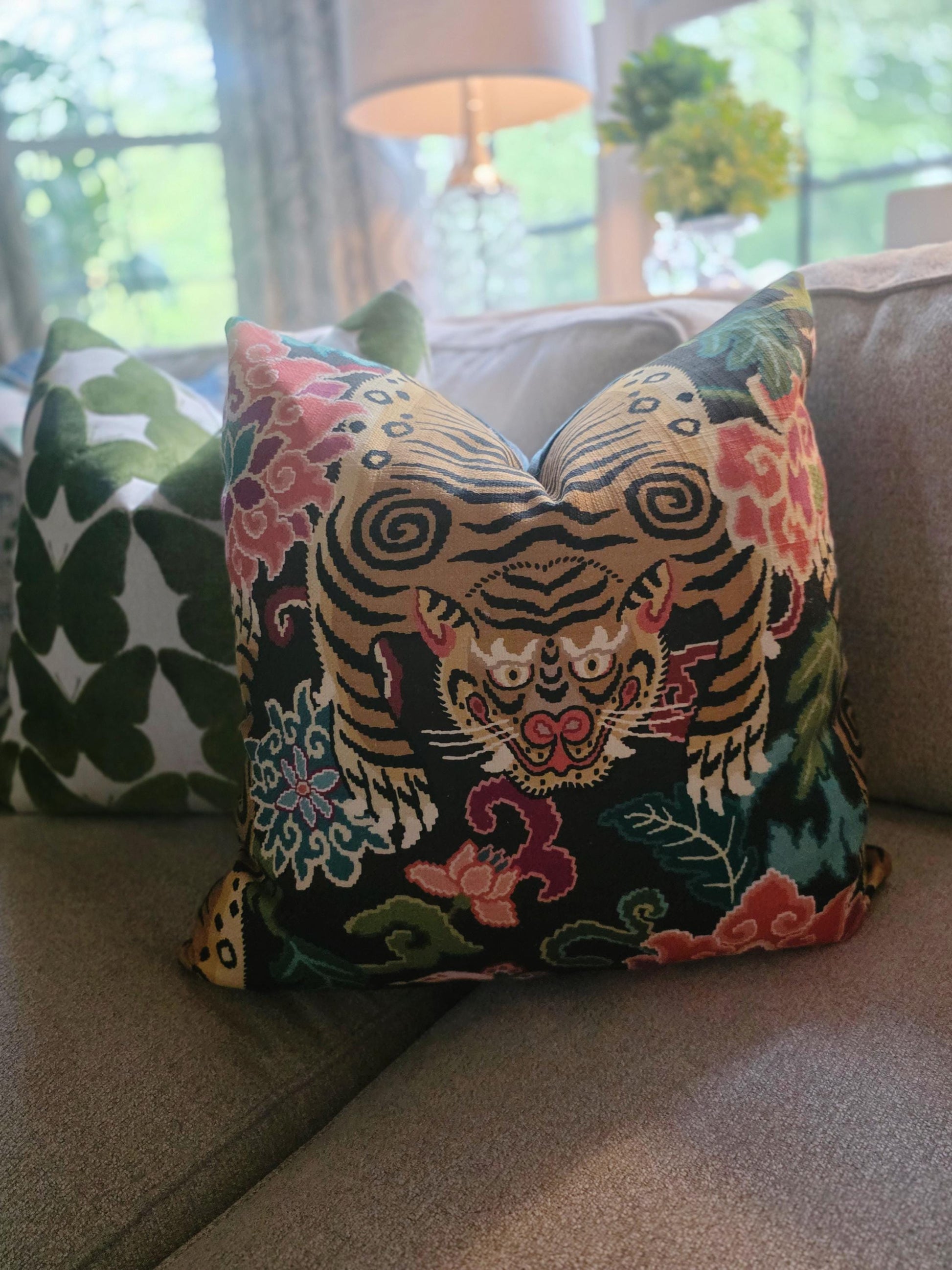 Slate and Teal Tiger Eye Pillow Cover