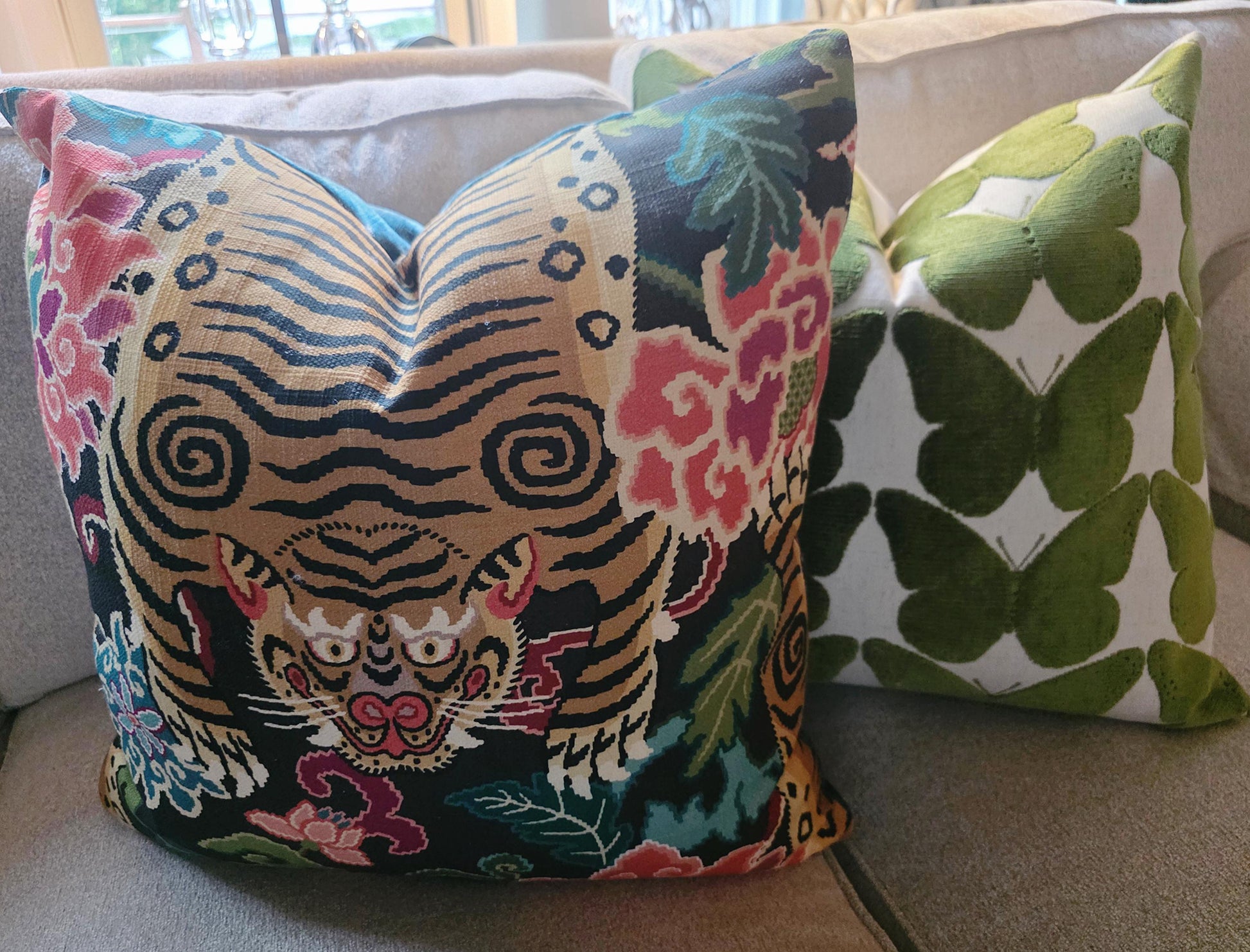 Slate and Teal Tiger Eye Pillow Cover
