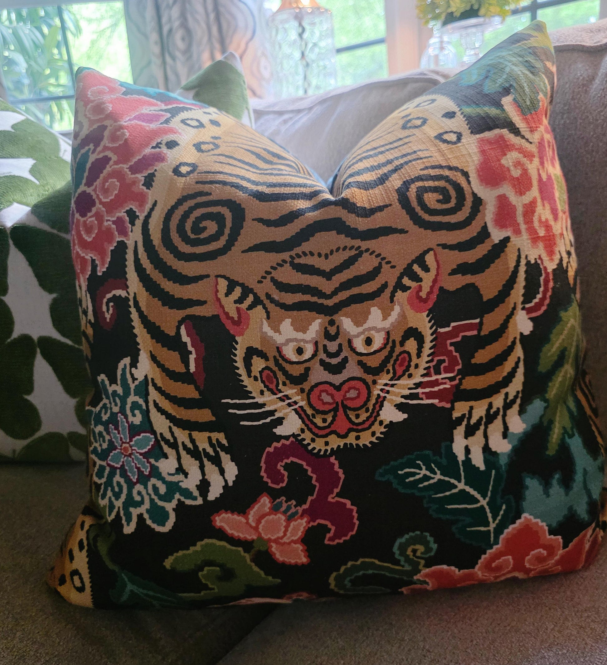 Slate and Teal Tiger Eye Pillow Cover