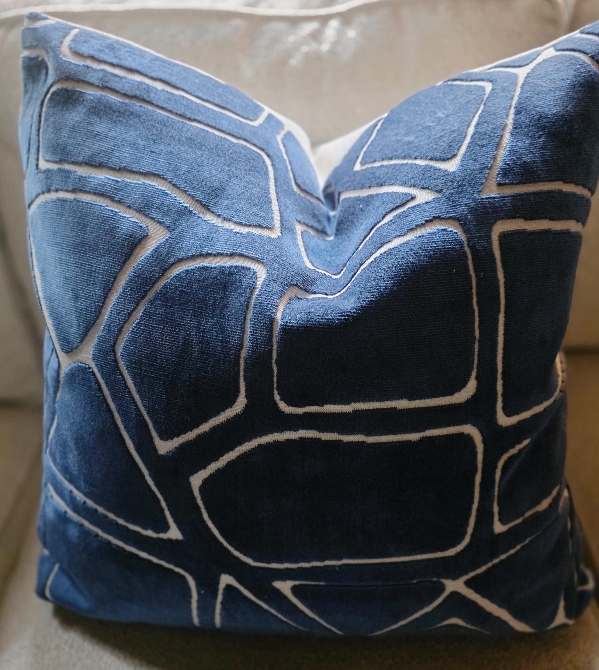 Mural Velvet Oceana Blue Pillow Cover