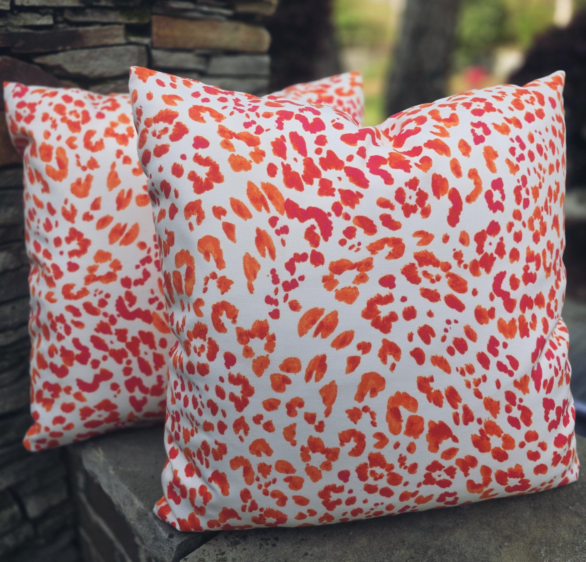 OUTDOOR Coral Orange Leopard Print Pillow Cover
