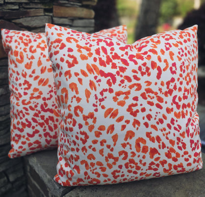 OUTDOOR Coral Orange Leopard Print Pillow Cover