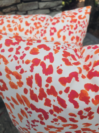 OUTDOOR Coral Orange Leopard Print Pillow Cover