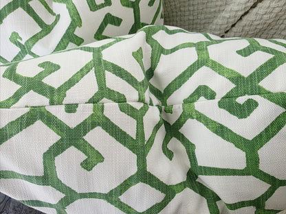 Courtyard Green Geometric Trellis Pattern Pillow Cover