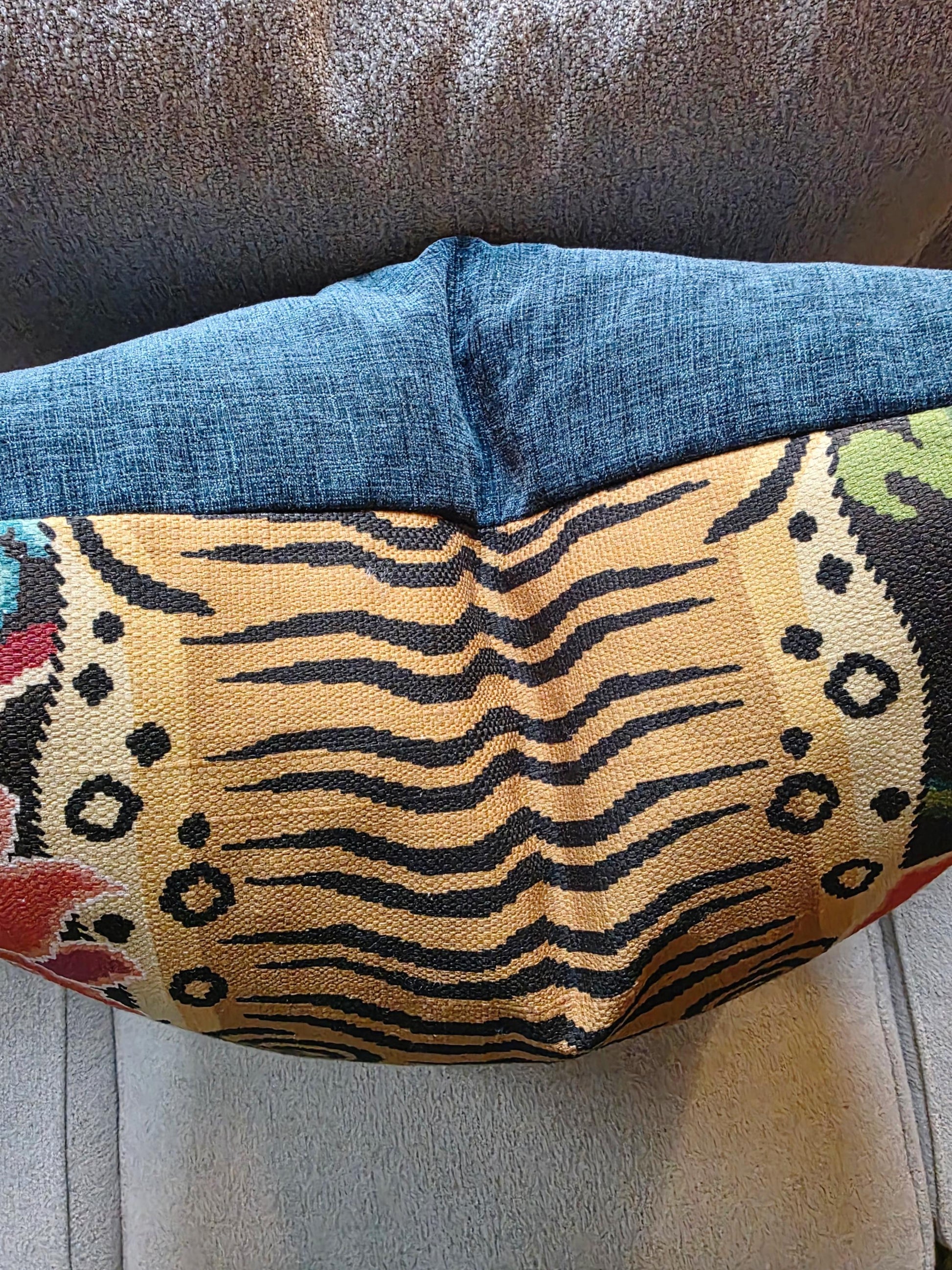 Slate and Teal Tiger Eye Pillow Cover