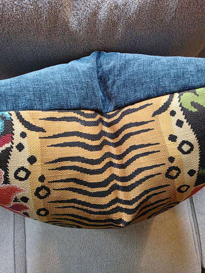 Slate and Teal Tiger Eye Pillow Cover