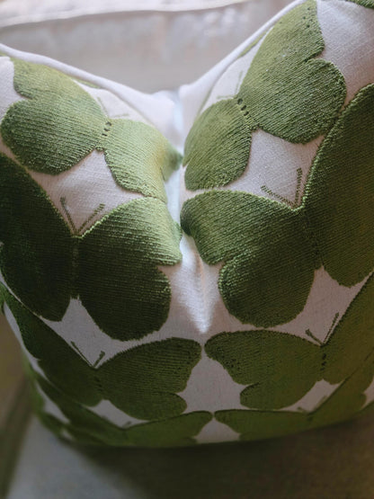 Green Velvet Butterfly Pillow Cover