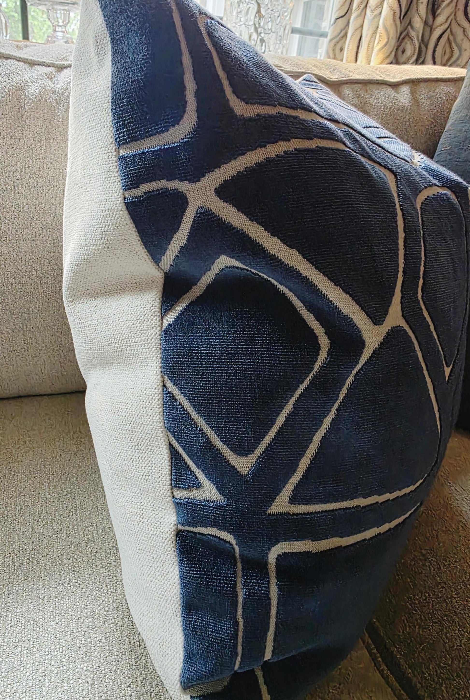 Mural Velvet Oceana Blue Pillow Cover