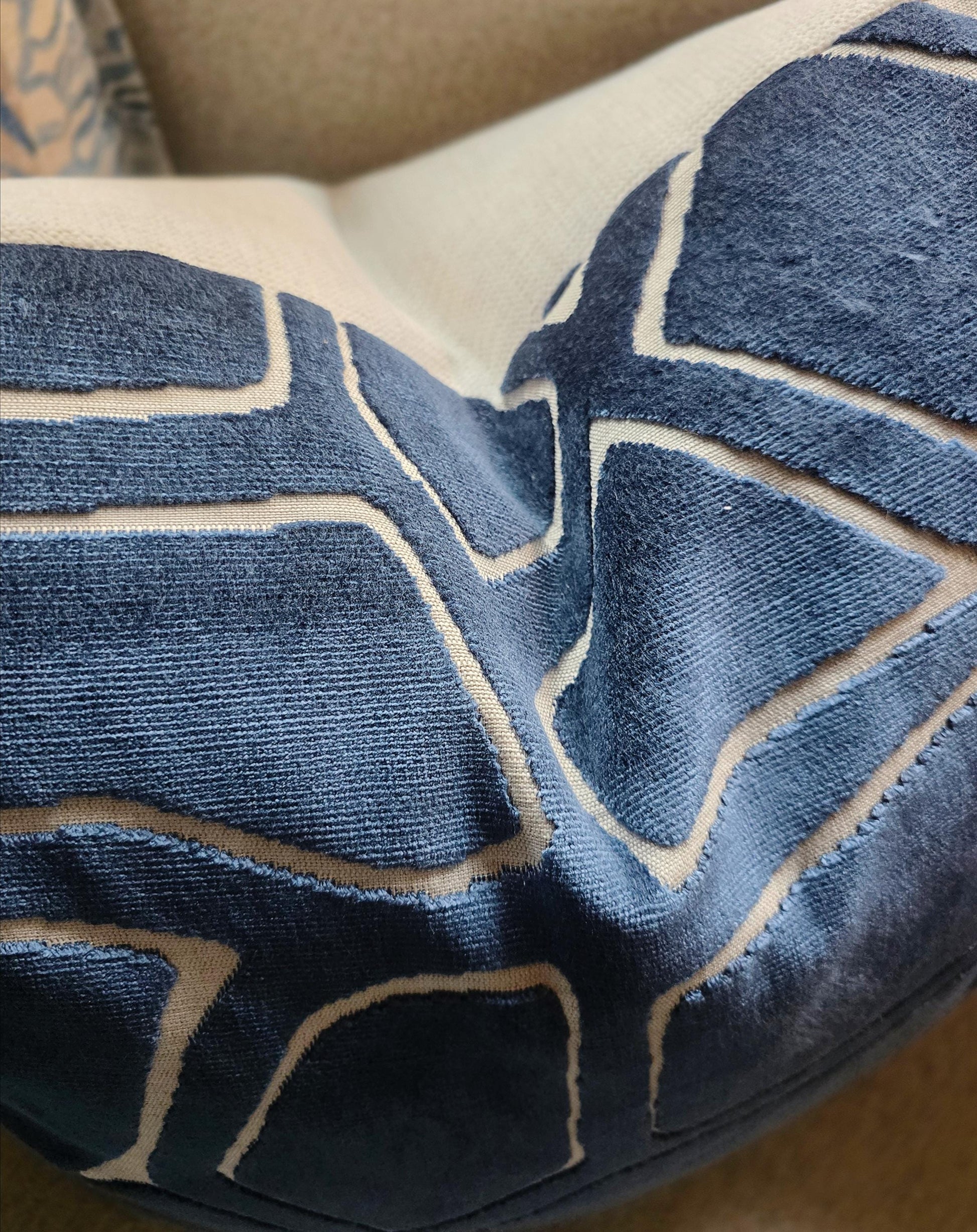 Mural Velvet Oceana Blue Pillow Cover