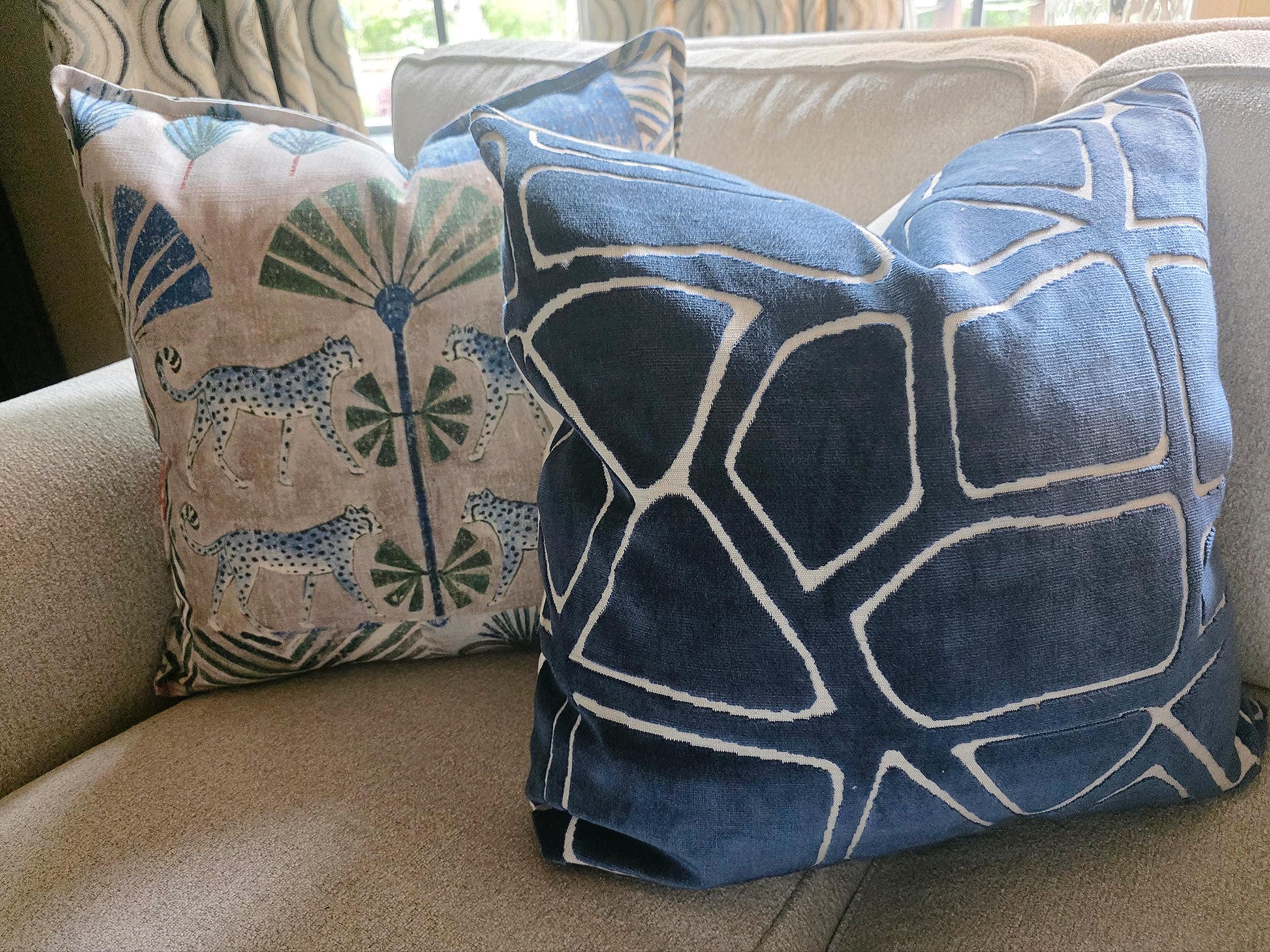 Mural Velvet Oceana Blue Pillow Cover