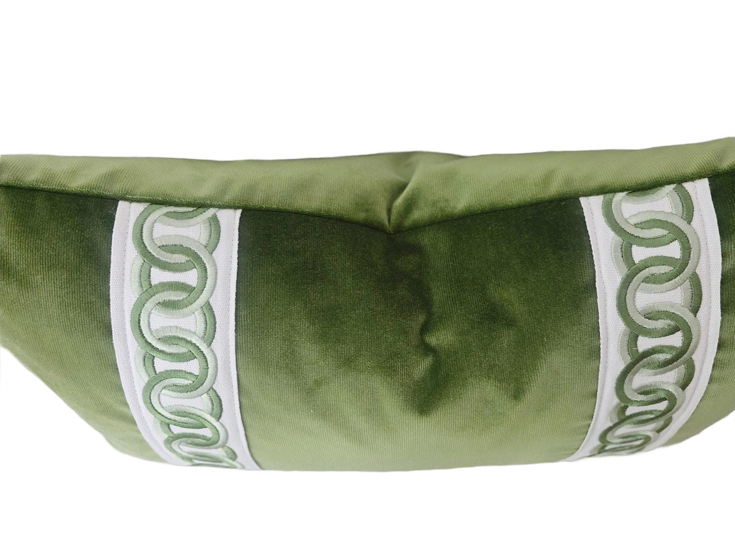 Lime Green Velvet with Green Trim Pillow Cover